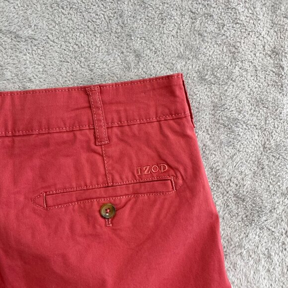 NWOT Izod Men's Size 32 x9.5 Saltwater Stretch Chino Shorts Red Cotton Blend - Picture 6 of 7